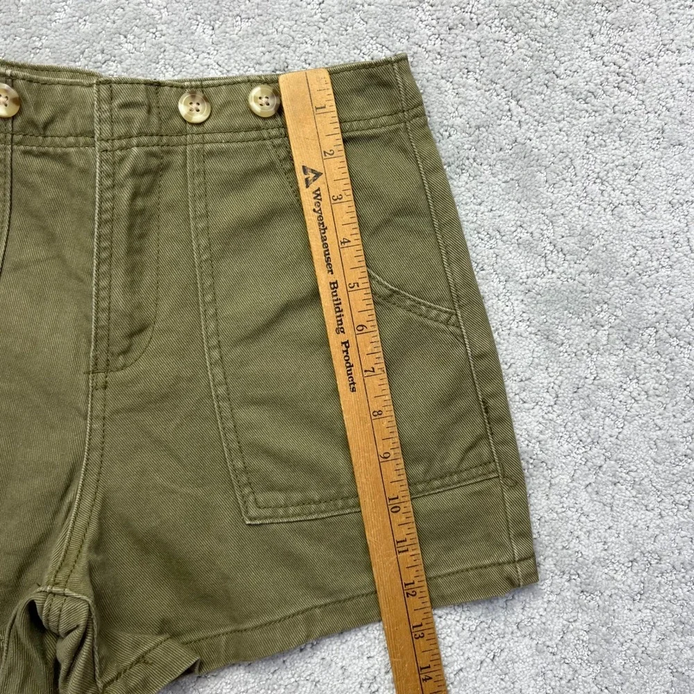 HABITUAL Girl Shorts Womens 14 Green Cotton Twill‎ Utility Cinch Back High Waist